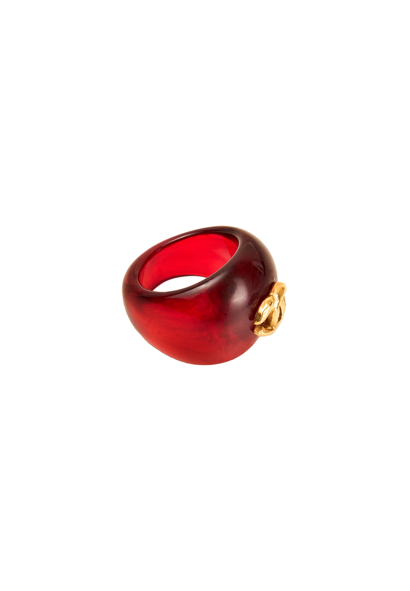 Chanel Burgundy Logo Ring