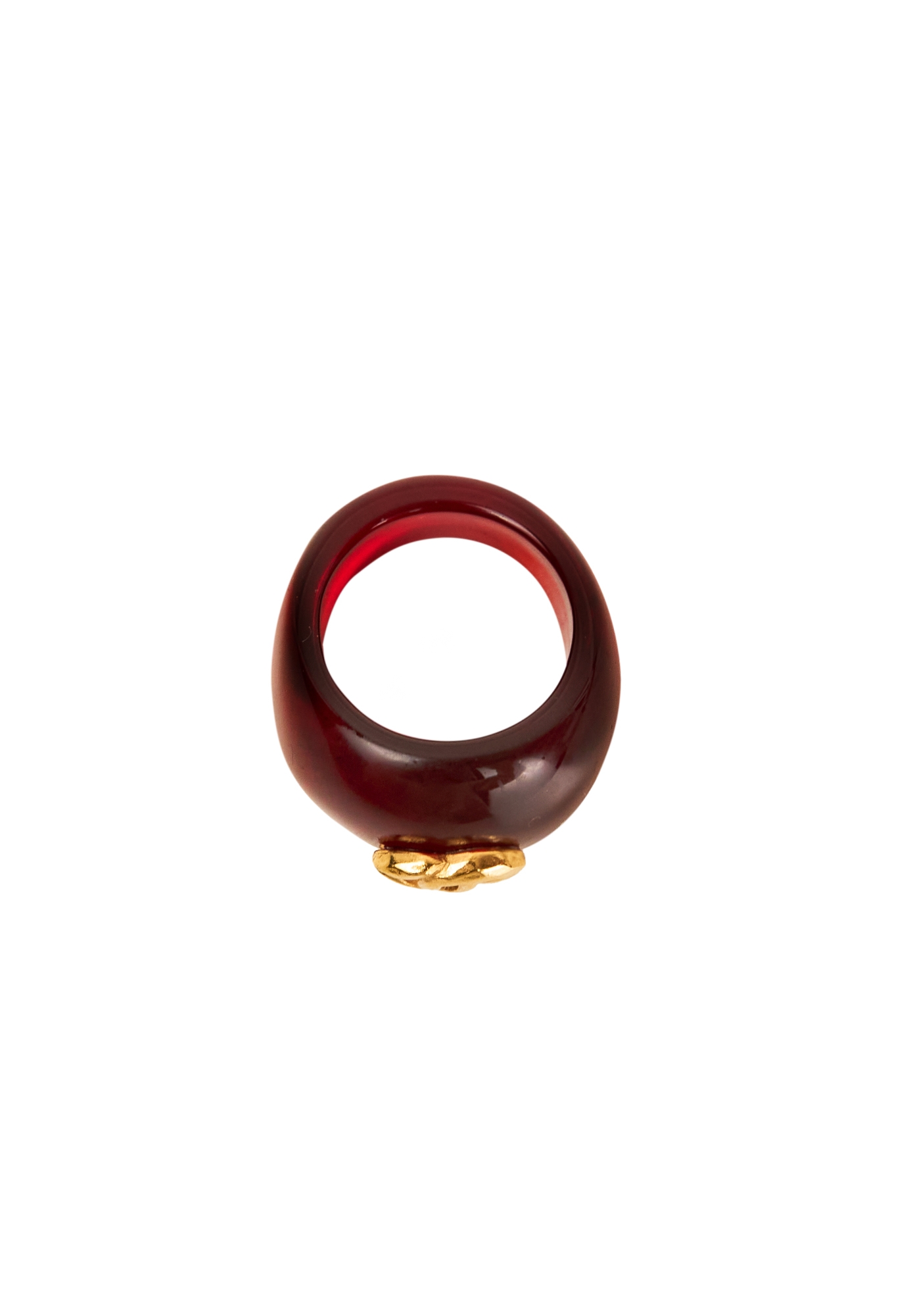 Chanel Burgundy Logo Ring