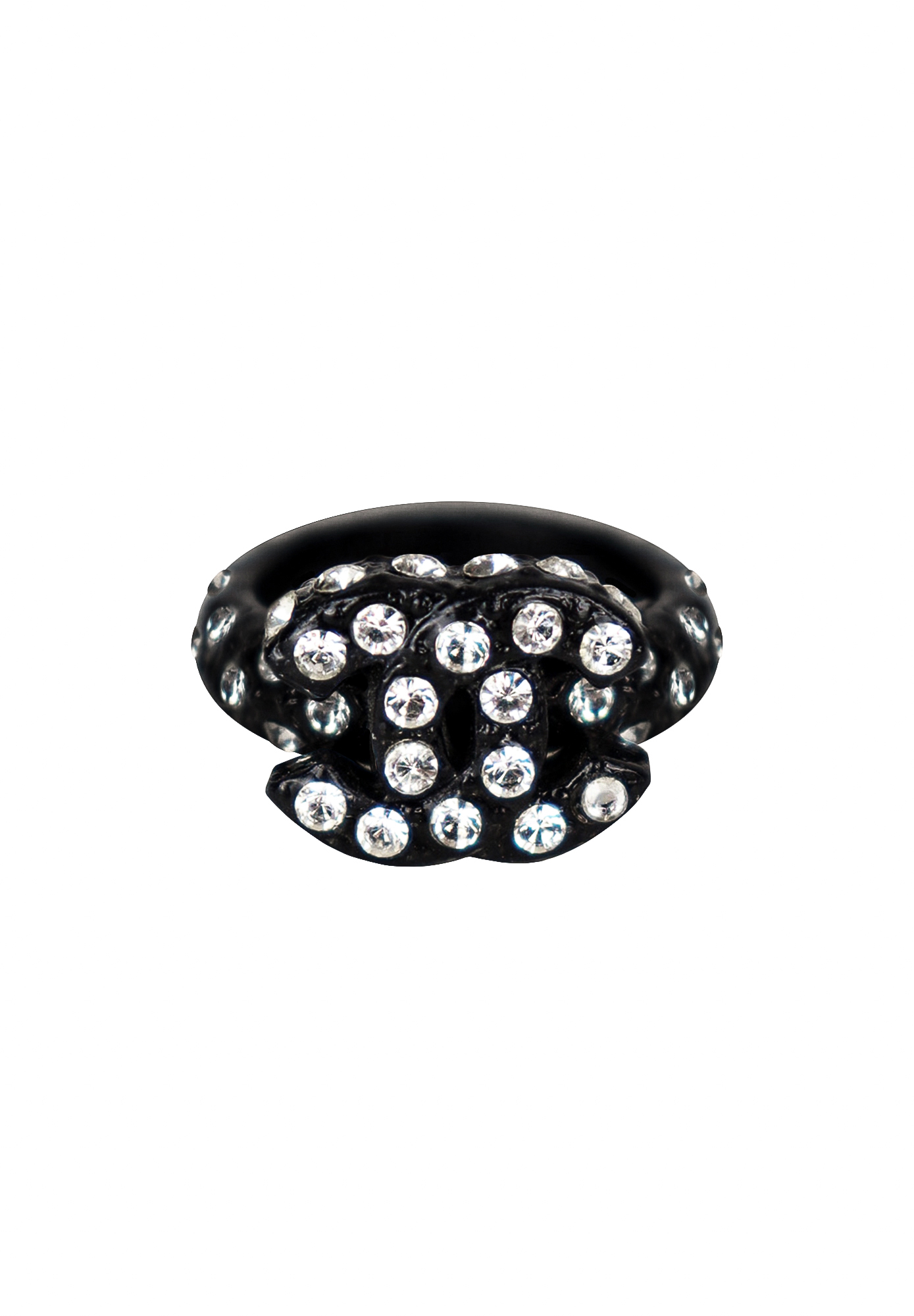 Chanel Black Ring With Crystals