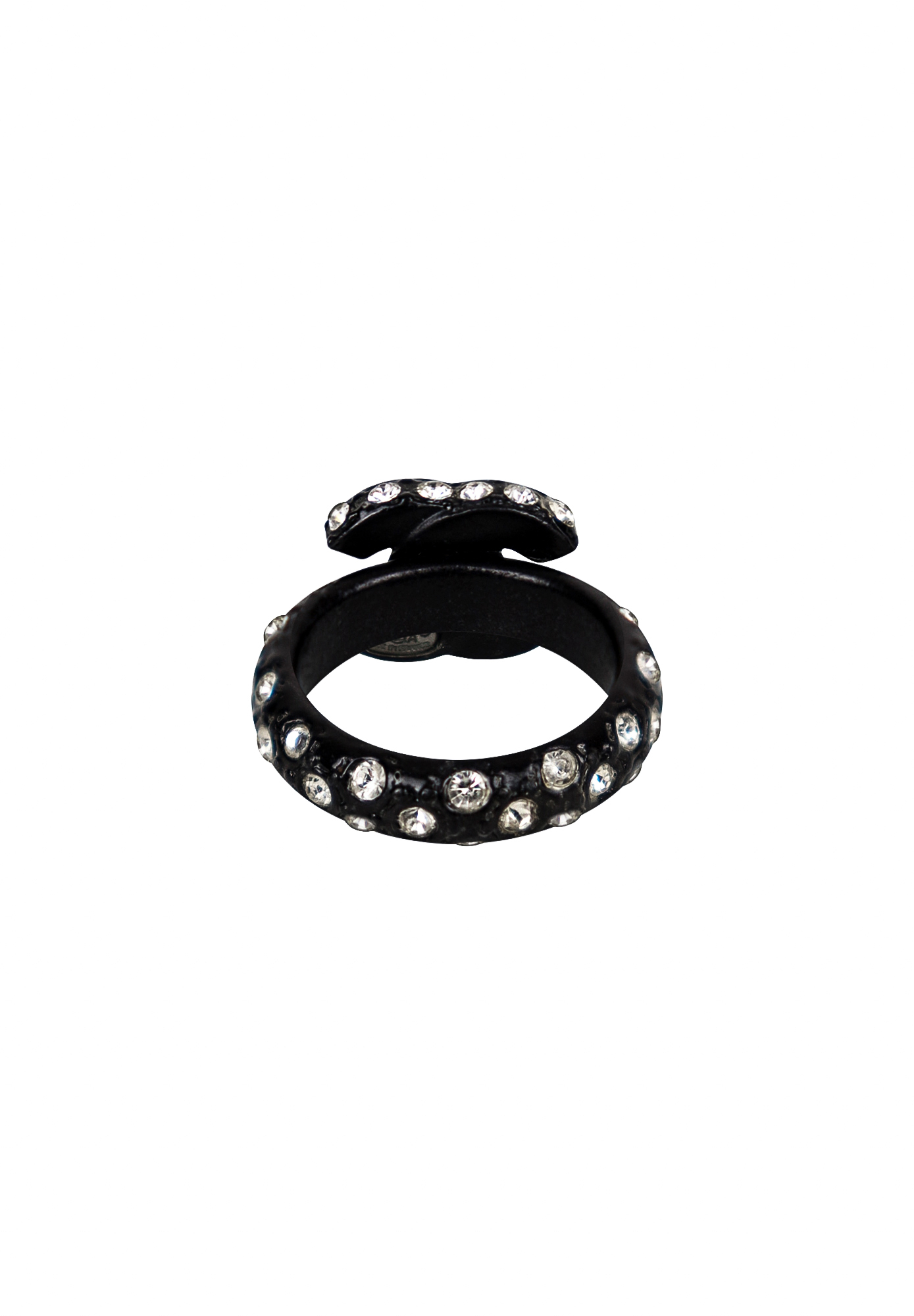 Chanel Black Ring With Crystals