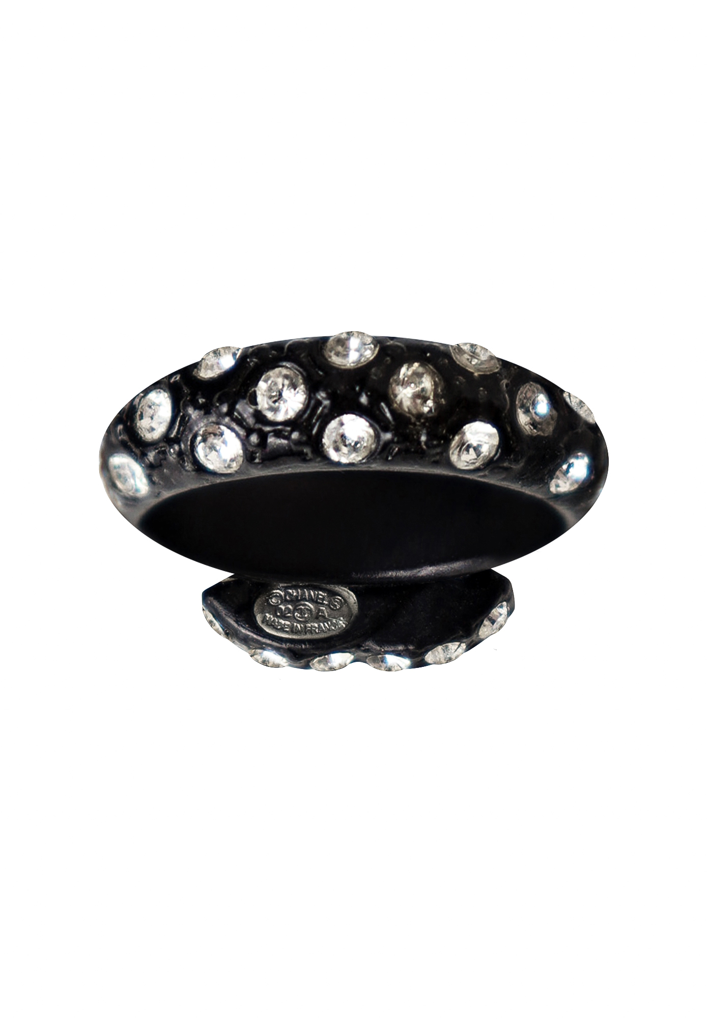 Chanel Black Ring With Crystals