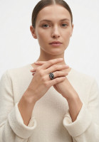 Chanel Black Ring With Crystals