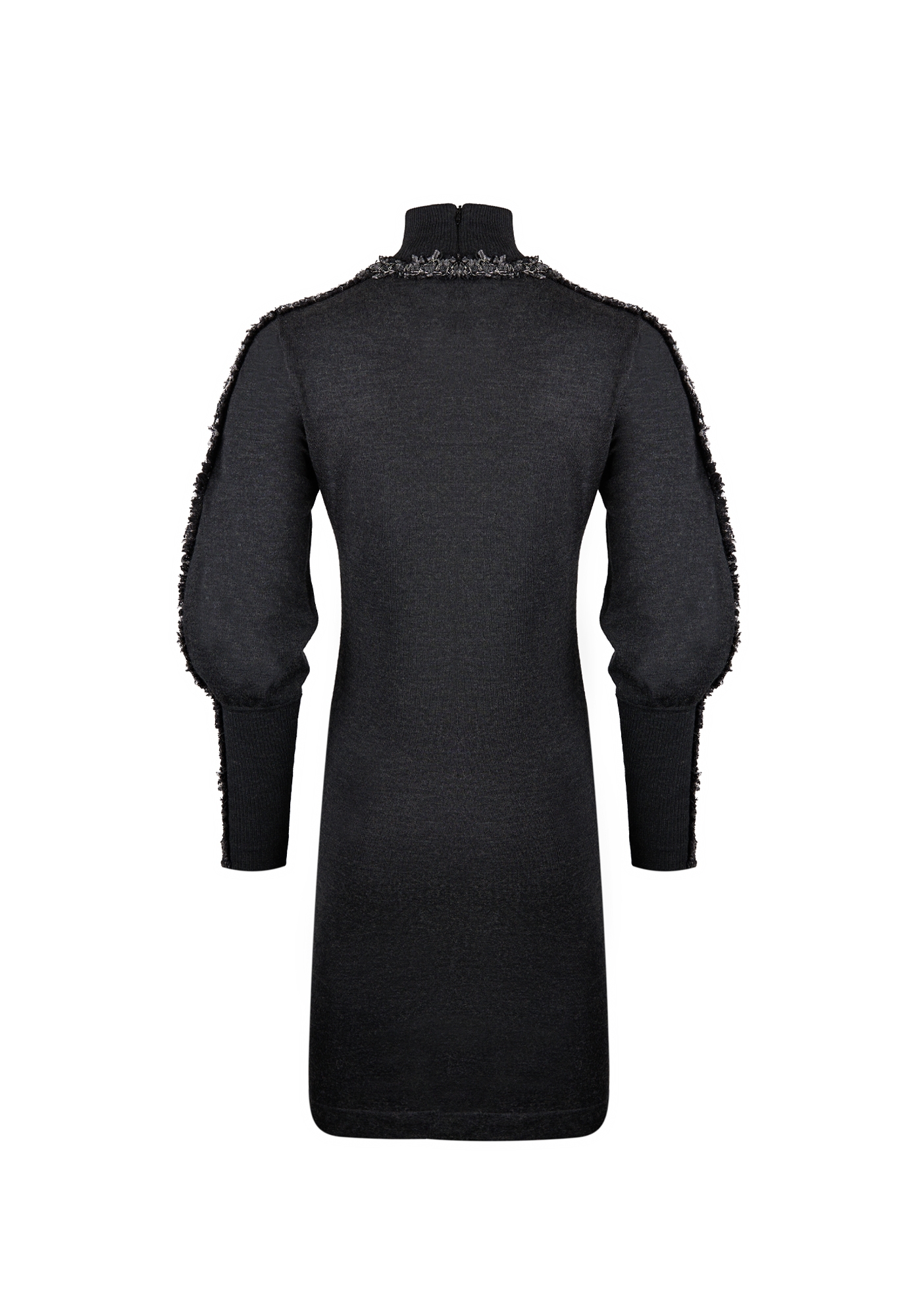 Gray Chanel Dress With Puff Sleeves