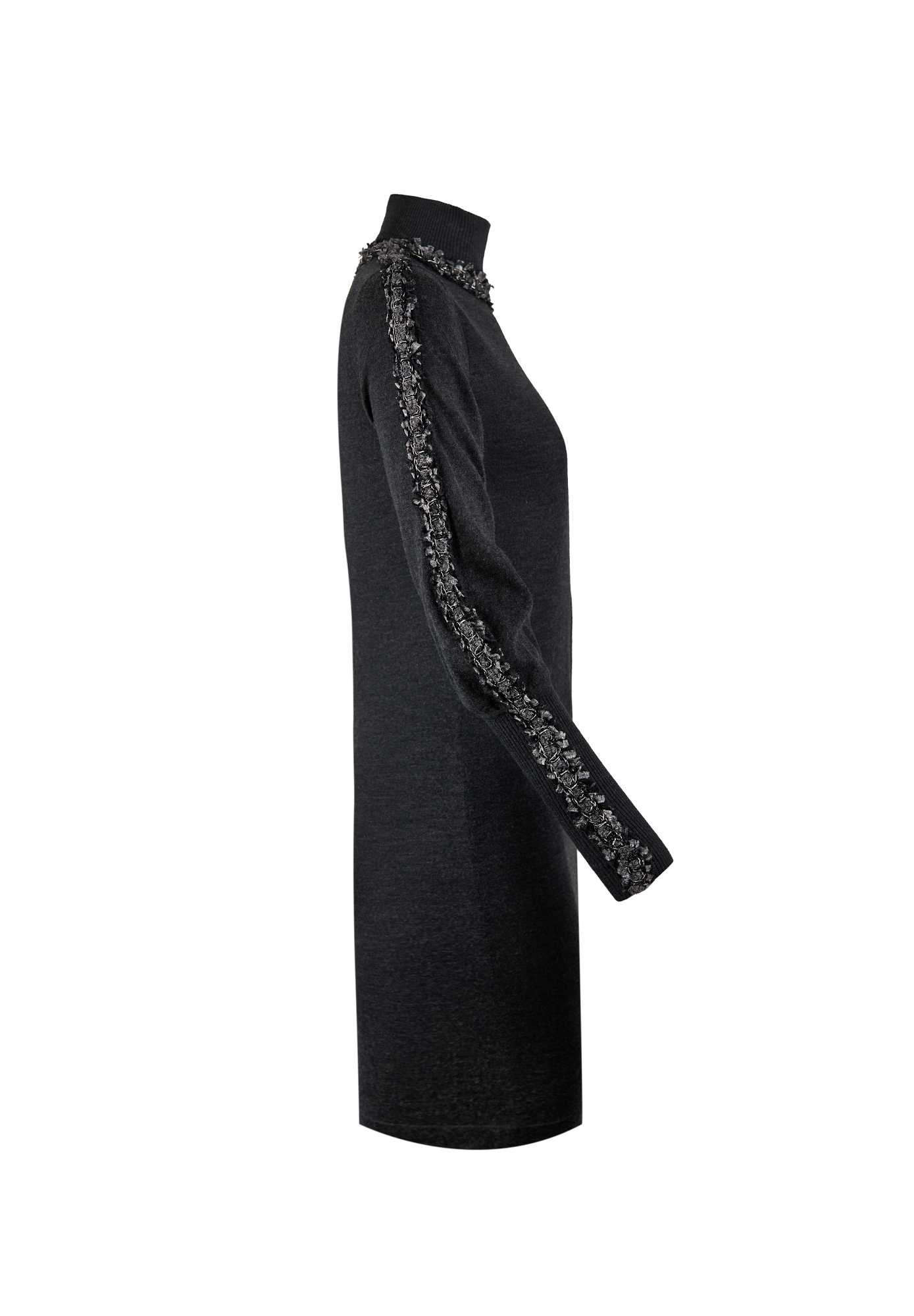 Gray Chanel Dress With Puff Sleeves