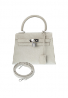 Hermès mini-Kelly Light Grey Suede Bag
