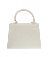 Hermès mini-Kelly Light Grey Suede Bag