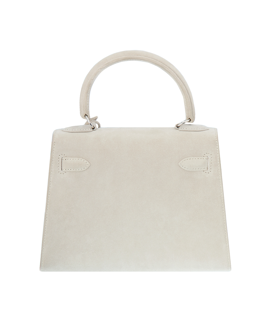 Hermès mini-Kelly Light Grey Suede Bag