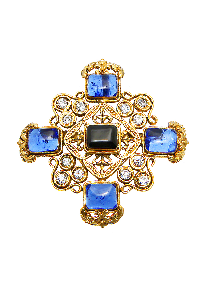 Large Brooch With Gripoix Crystals