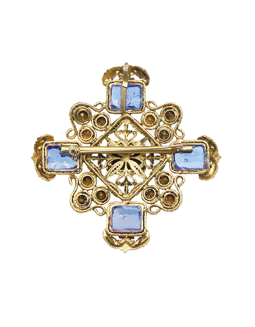 Large Brooch With Gripoix Crystals