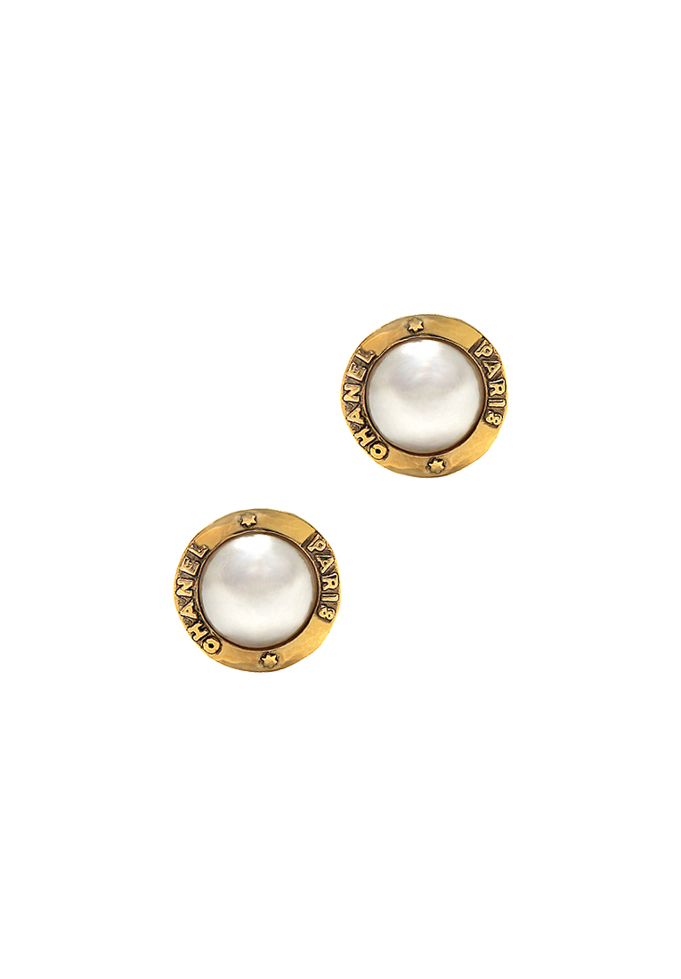 Chanel Gold-Plated Metal Clip-on Earrings With Pearl