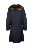 Black Prada Coat with Fox Fur Collar
