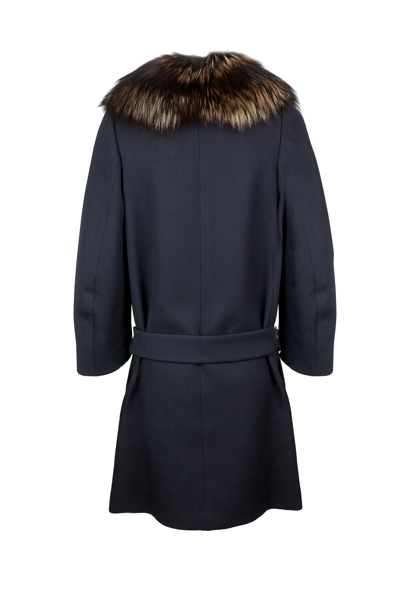 Black Prada Coat with Fox Fur Collar