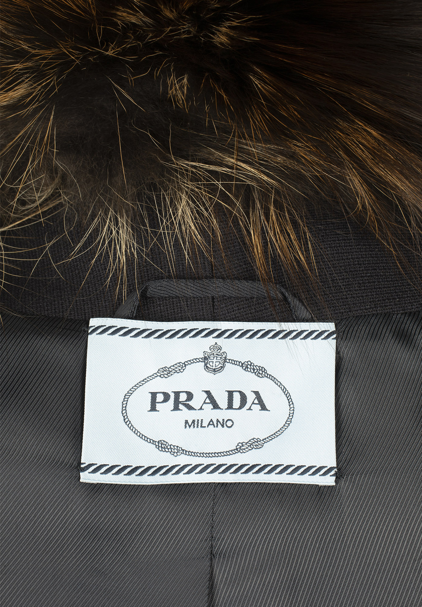 Black Prada Coat with Fox Fur Collar