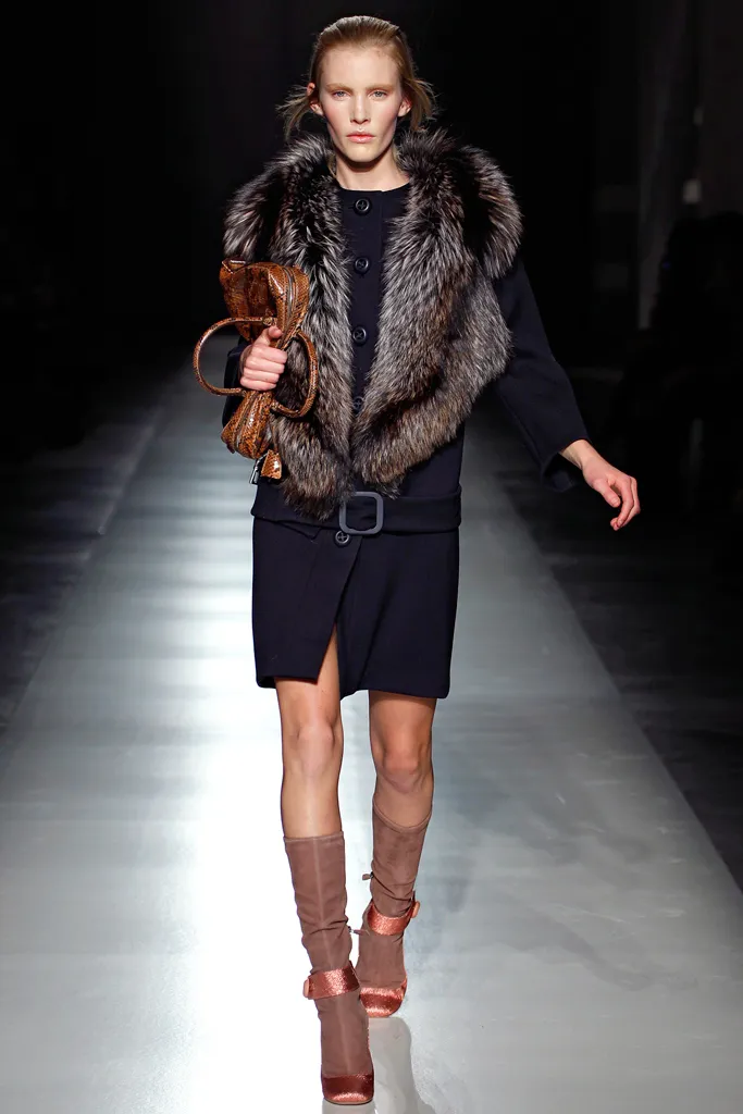 Black Prada Coat with Fox Fur Collar