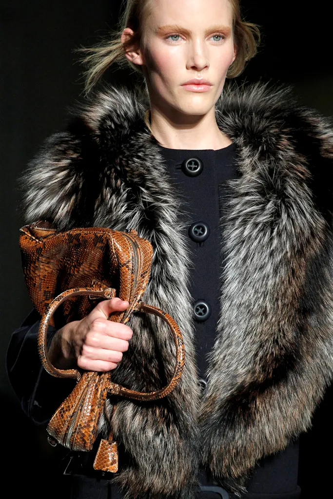 Black Prada Coat with Fox Fur Collar