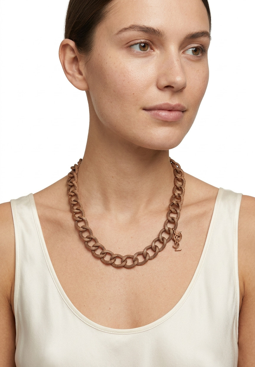 Yves Saint Laurent Chain Necklace With Logo Pendant