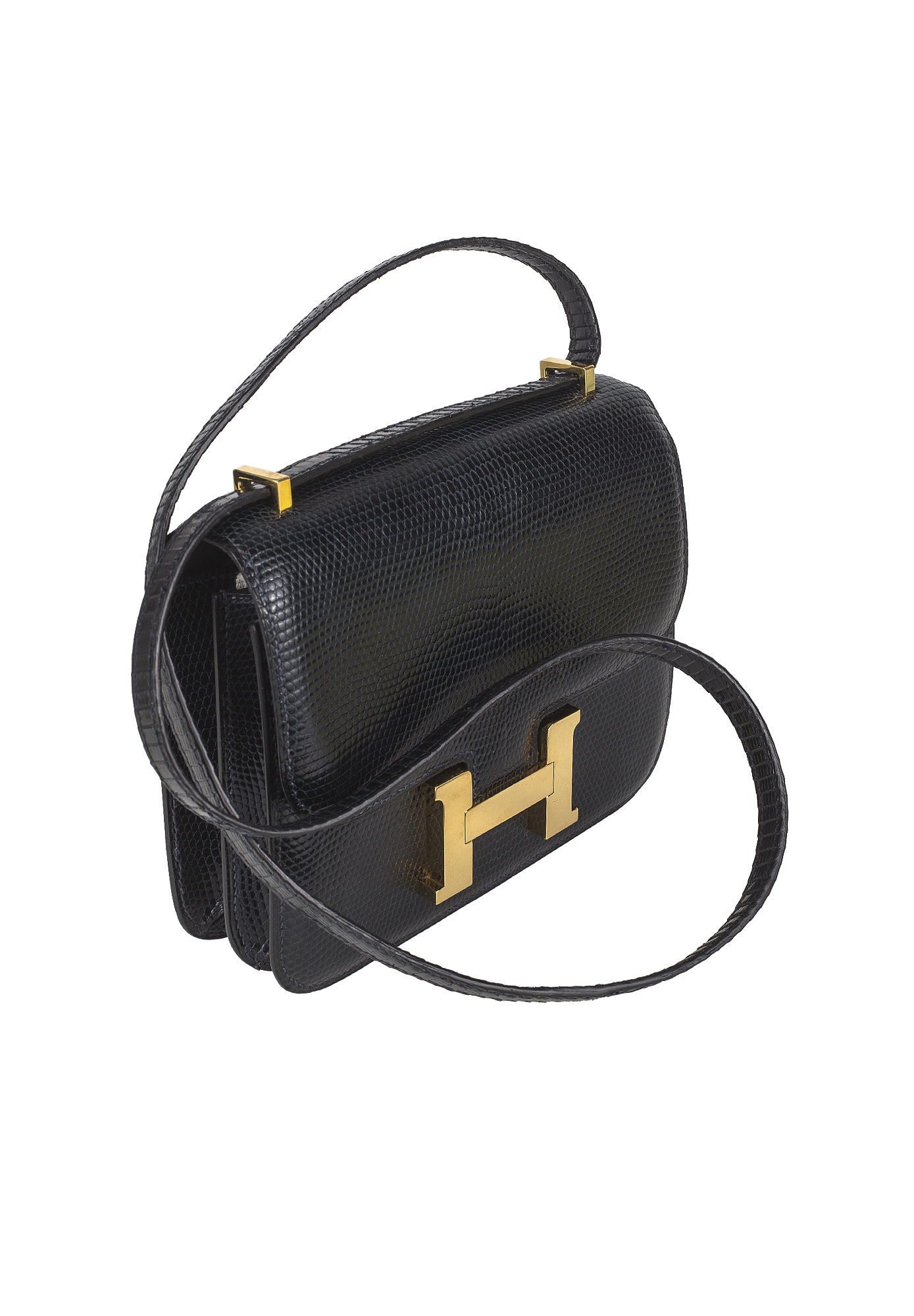 Vintage Hermès Constance 18 Mini Bleu Marine Lizard Bag