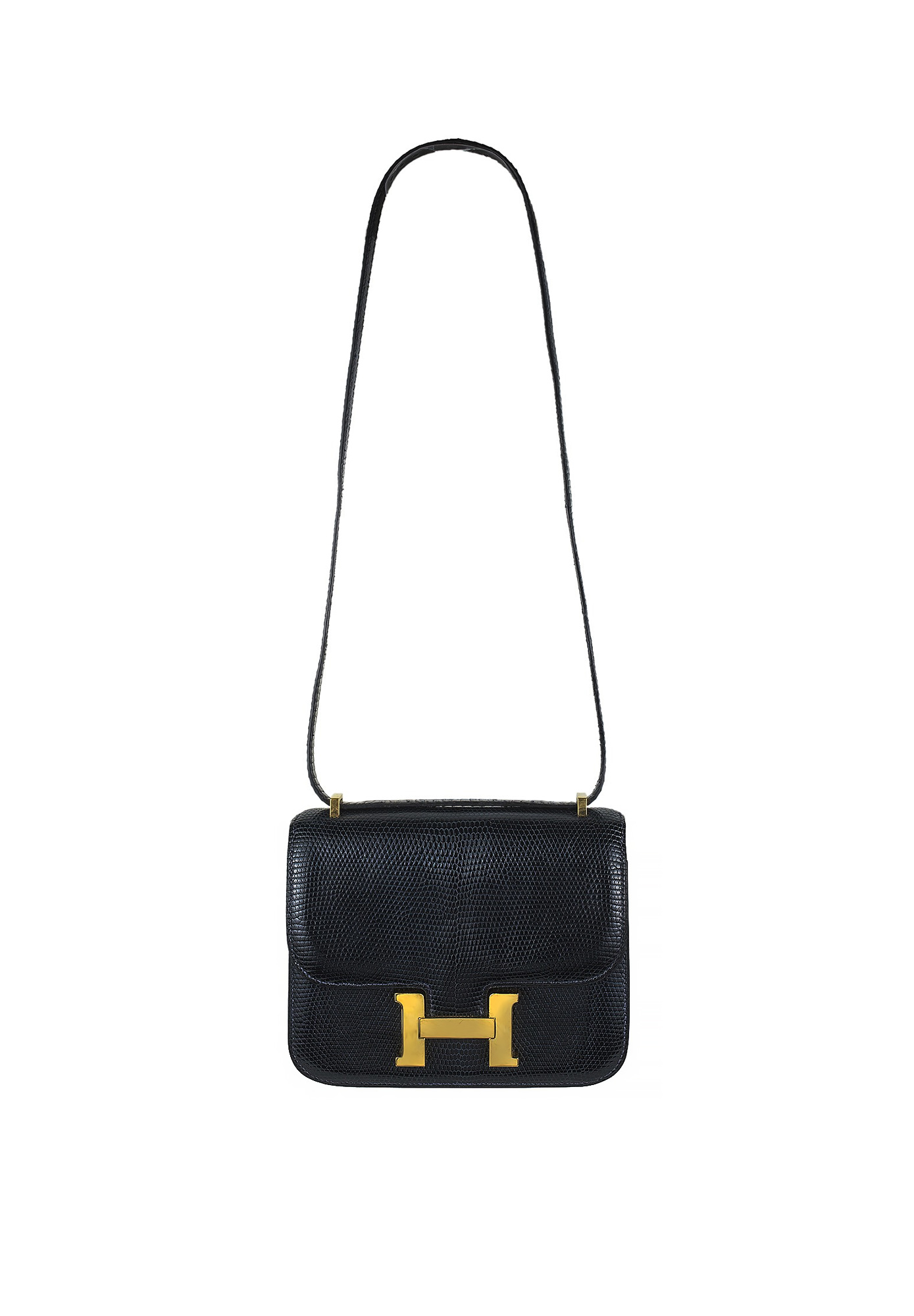 Vintage Hermès Constance 18 Mini Bleu Marine Lizard Bag