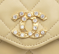 Chanel Beige Logo And Crystals Handbag
