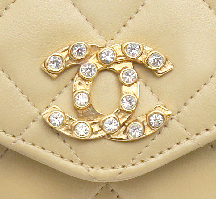Chanel Beige Logo And Crystals Handbag