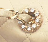 Chanel Beige Logo And Crystals Handbag