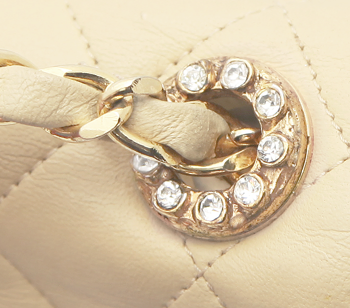 Chanel Beige Logo And Crystals Handbag
