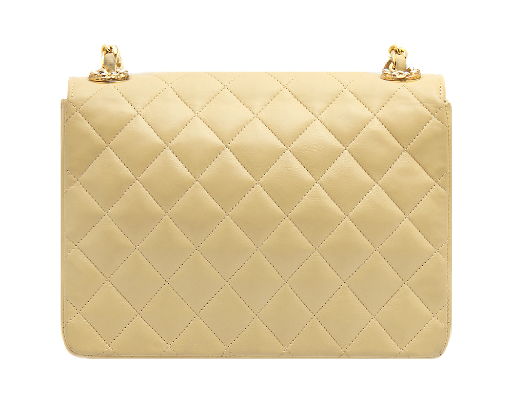 Chanel Beige Logo And Crystals Handbag