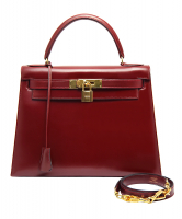 Hermès Kelly 28 Burgundy Bag In Box Leather