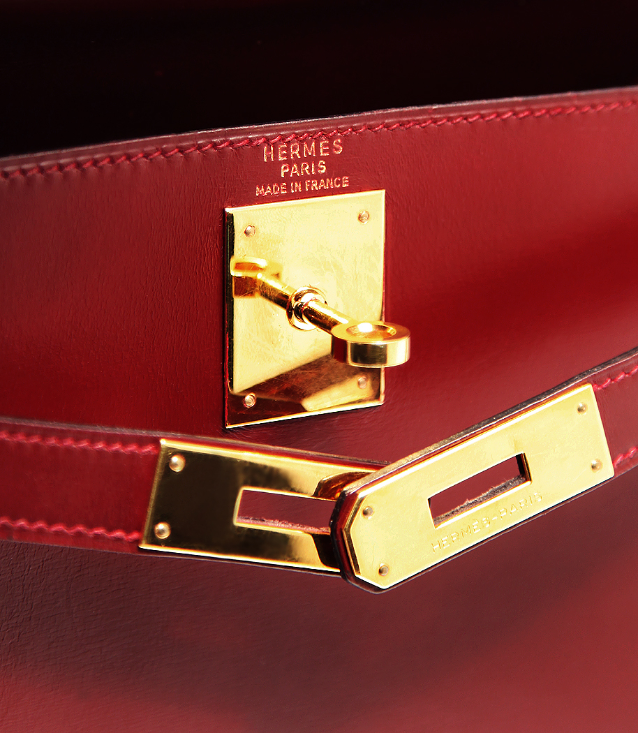 Hermès Kelly 28 Burgundy Bag In Box Leather