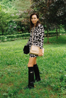 Saint Laurent Black and White Print Dress