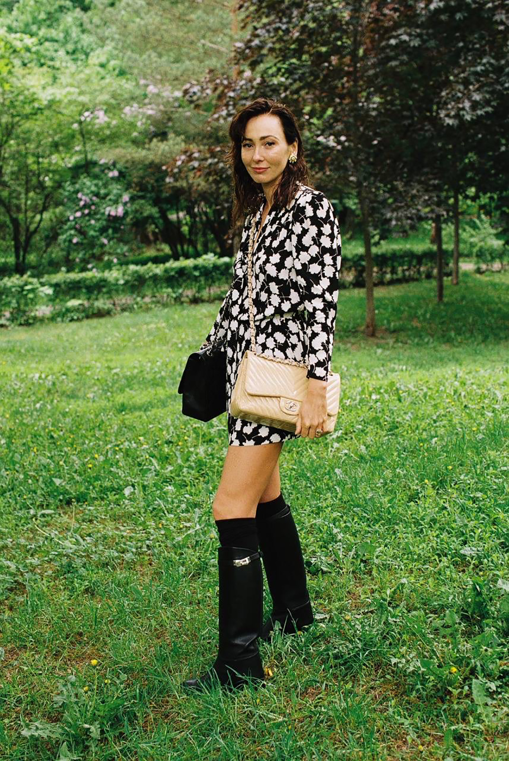 Saint Laurent Black and White Print Dress