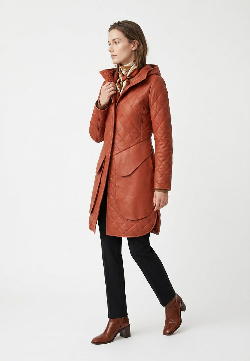 Hermès Terracotta Leather Coat