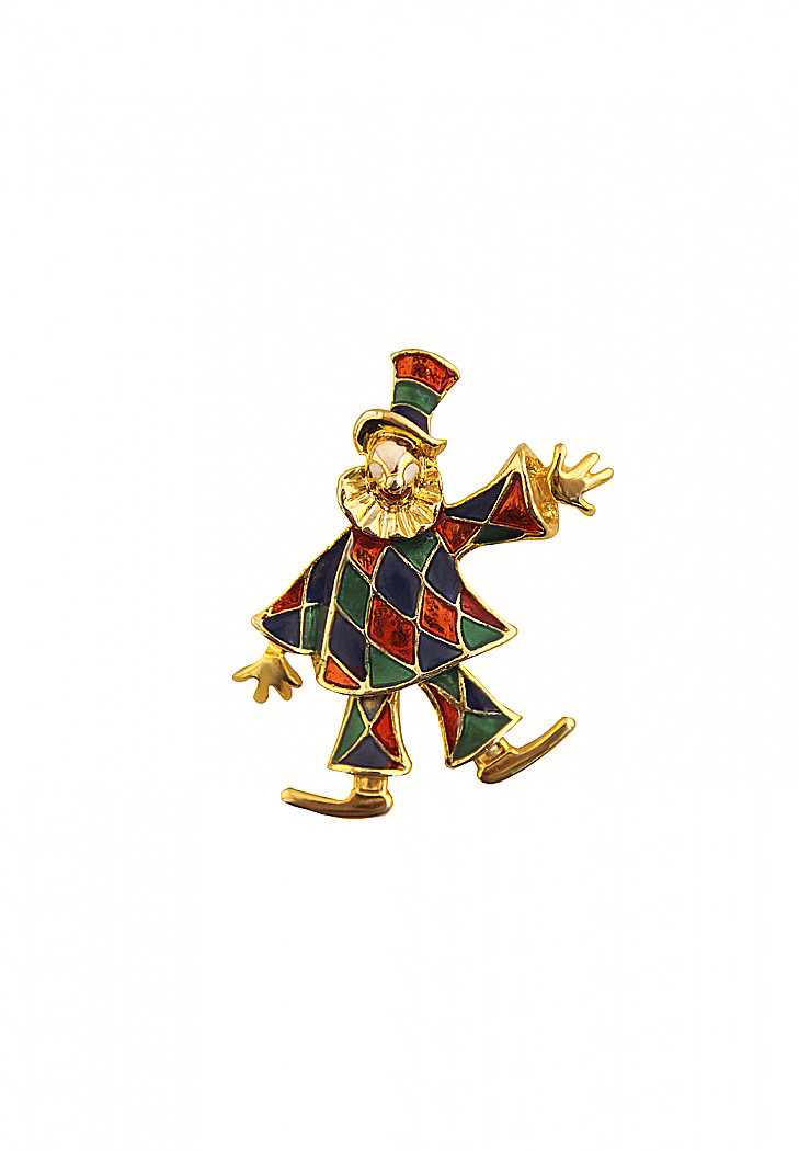 Broche Clown émaillé Multicolore Ton Or - Neuf Sans Emballage, Bijou Fantaisie Joyeux Et Coloré | Parfaite Pour Déco Ou Accessoire