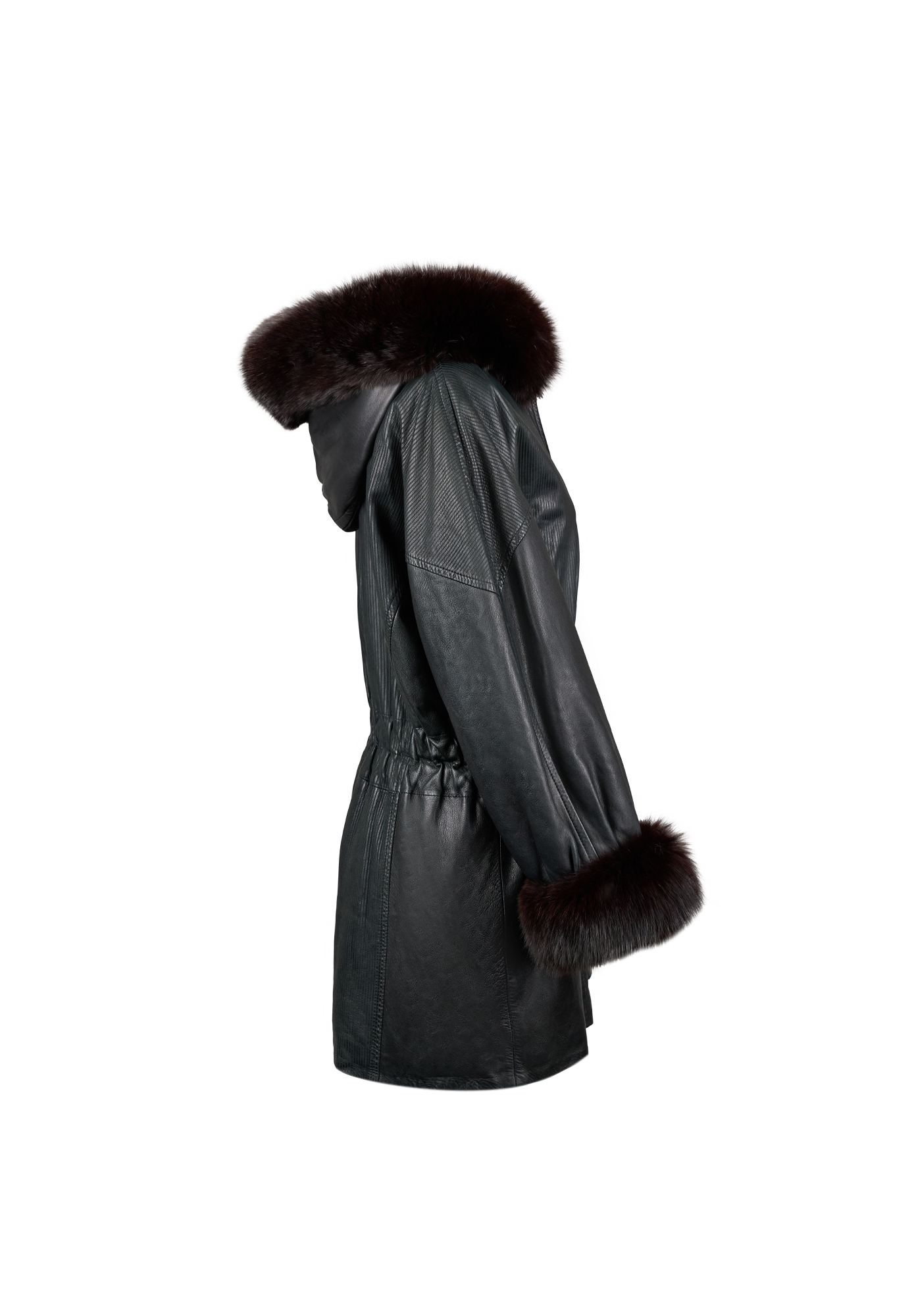 Christian Dior Leather Coat With Fur Trim
