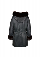 Christian Dior Leather Coat With Fur Trim