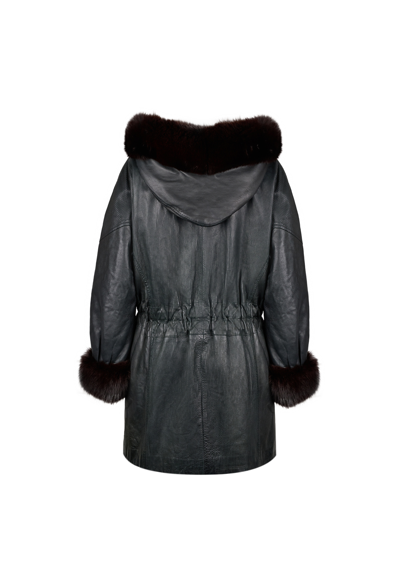 Christian Dior Leather Coat With Fur Trim