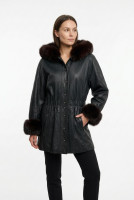 Christian Dior Leather Coat With Fur Trim
