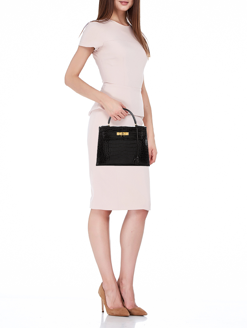 Hermès Kelly 28 Noir Niloticus Bag