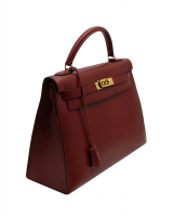 Hermès Kelly 32 Burgundy Box Bag 