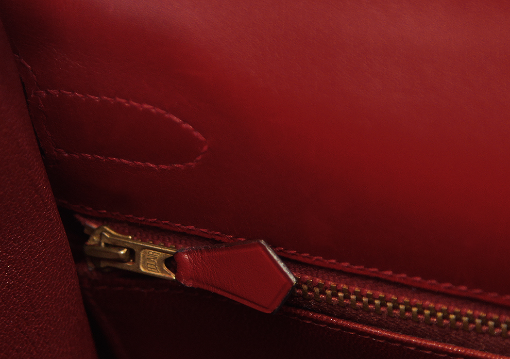 Hermès Kelly 32 Burgundy Box Bag 