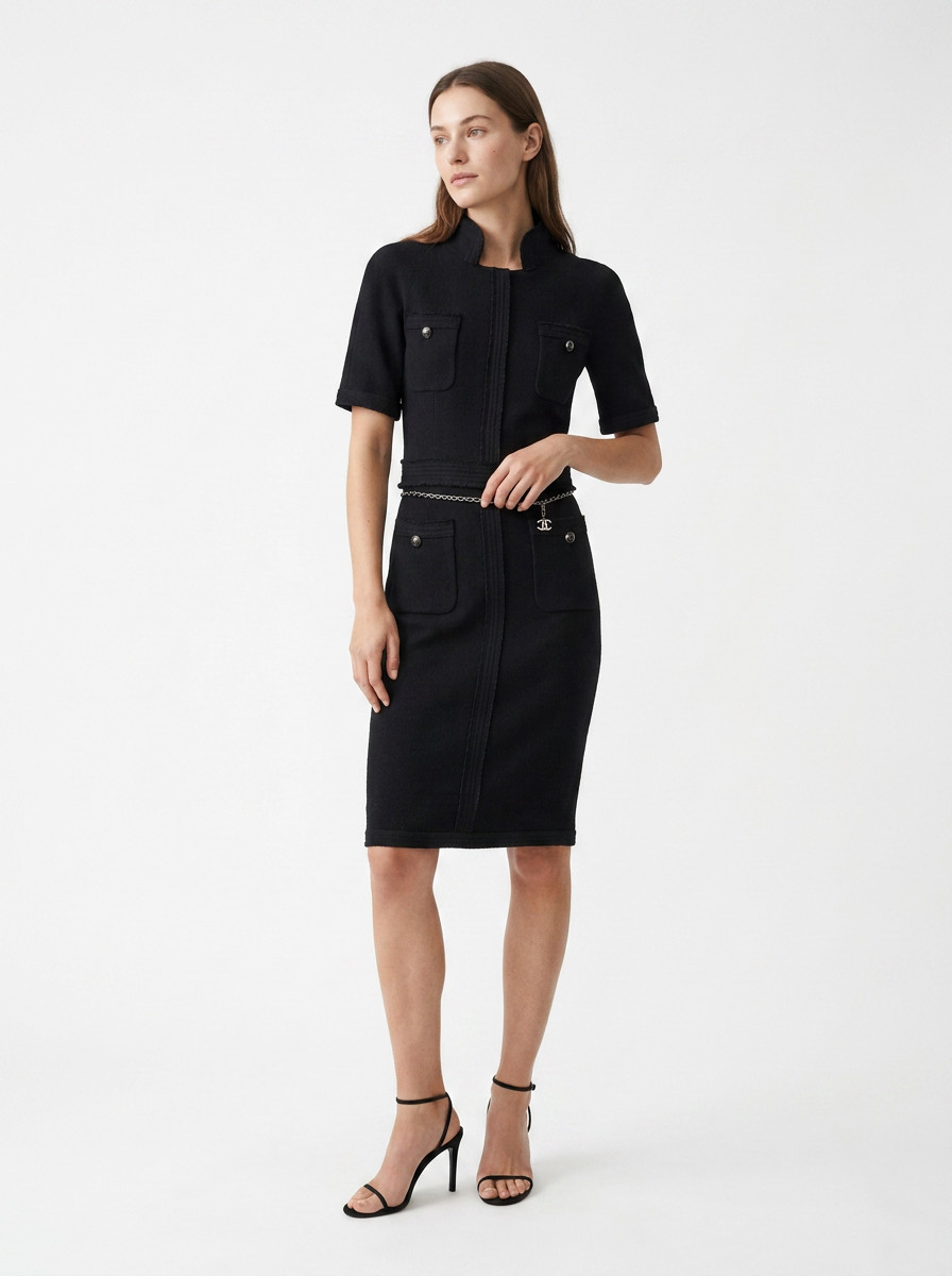 Black Chanel Pearls Dress