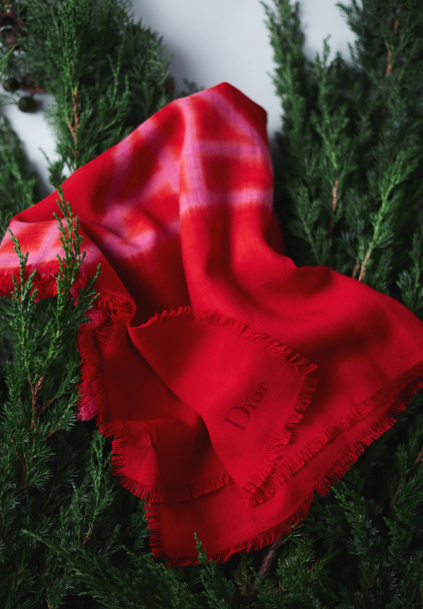 Christian Dior Red Wool Scarf