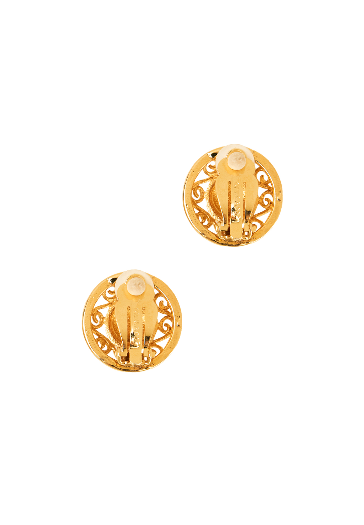 Nina Ricci Round Enamel Clip-On Earrings