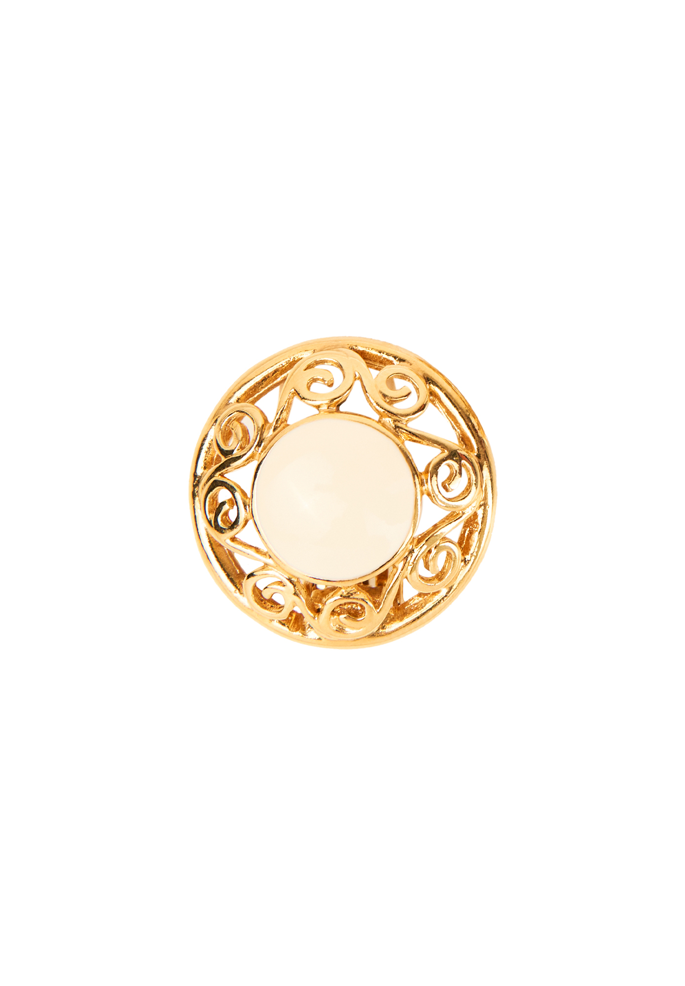 Nina Ricci Round Enamel Clip-On Earrings