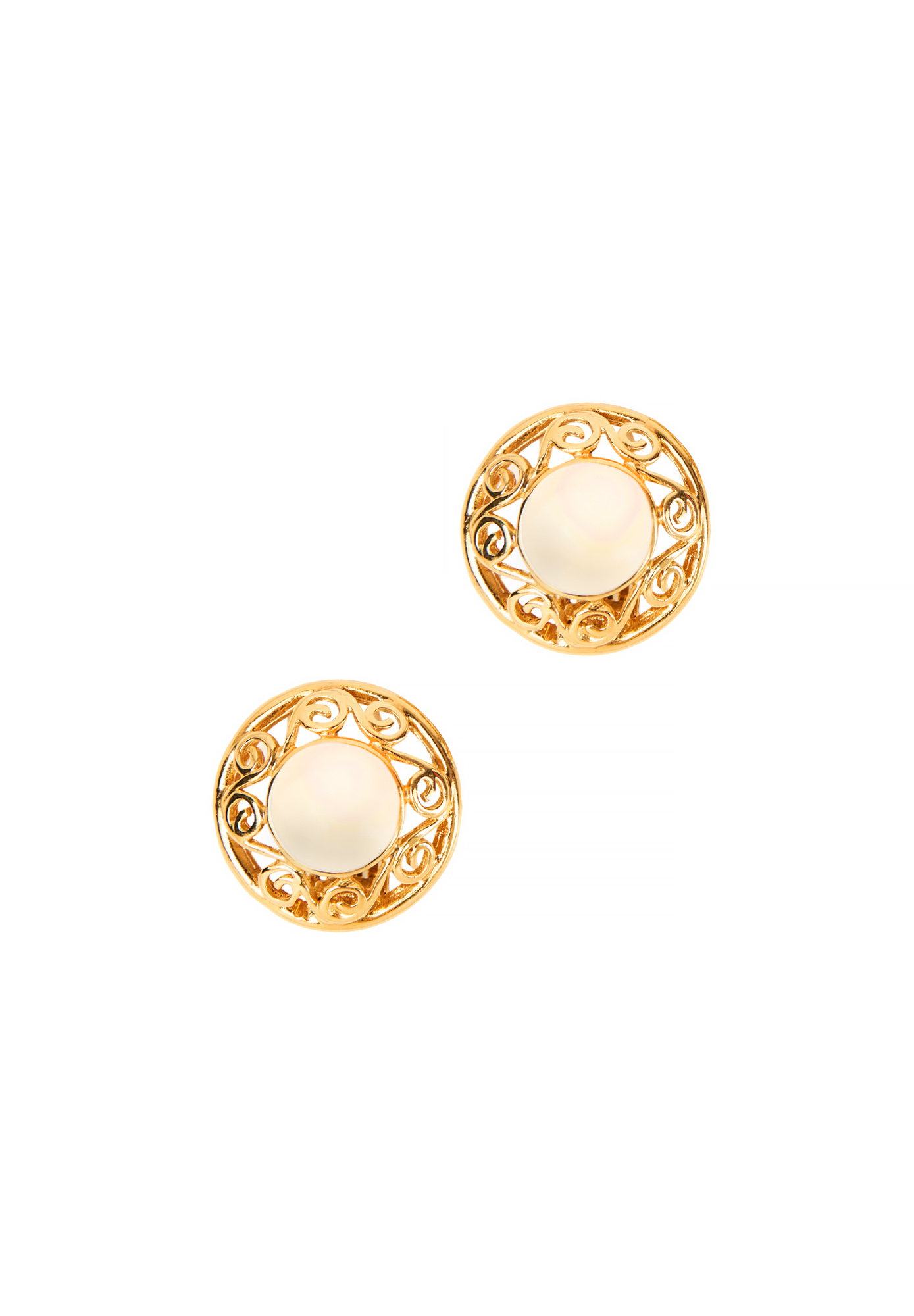 Nina Ricci Round Enamel Clip-On Earrings