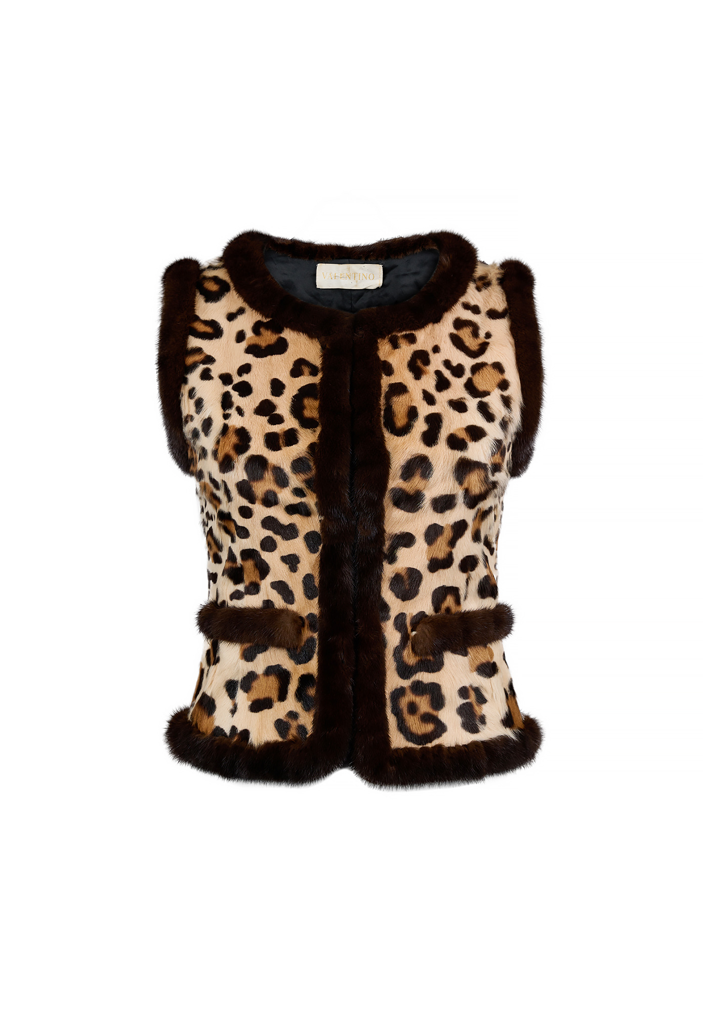 Valentino Leopard Print Fur Vest