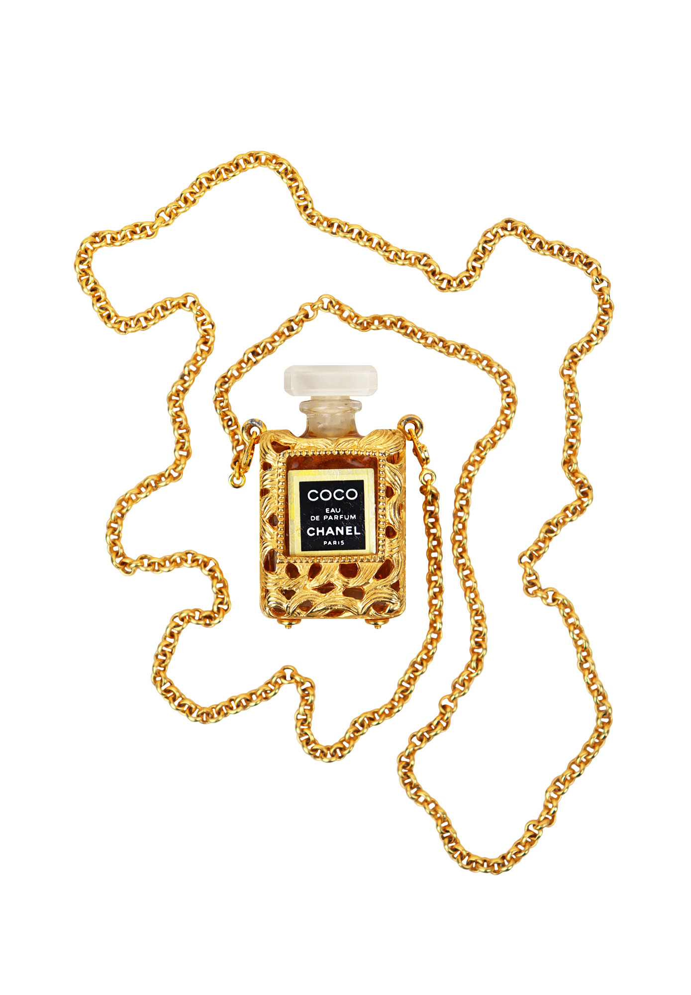 Chanel Chain Necklace With Coco Perfume Bottle