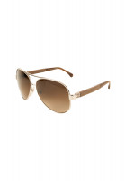 Chanel Brown Leather Aviator Sunglasses