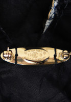 Chanel Tweed Camellia Brooch with Chain