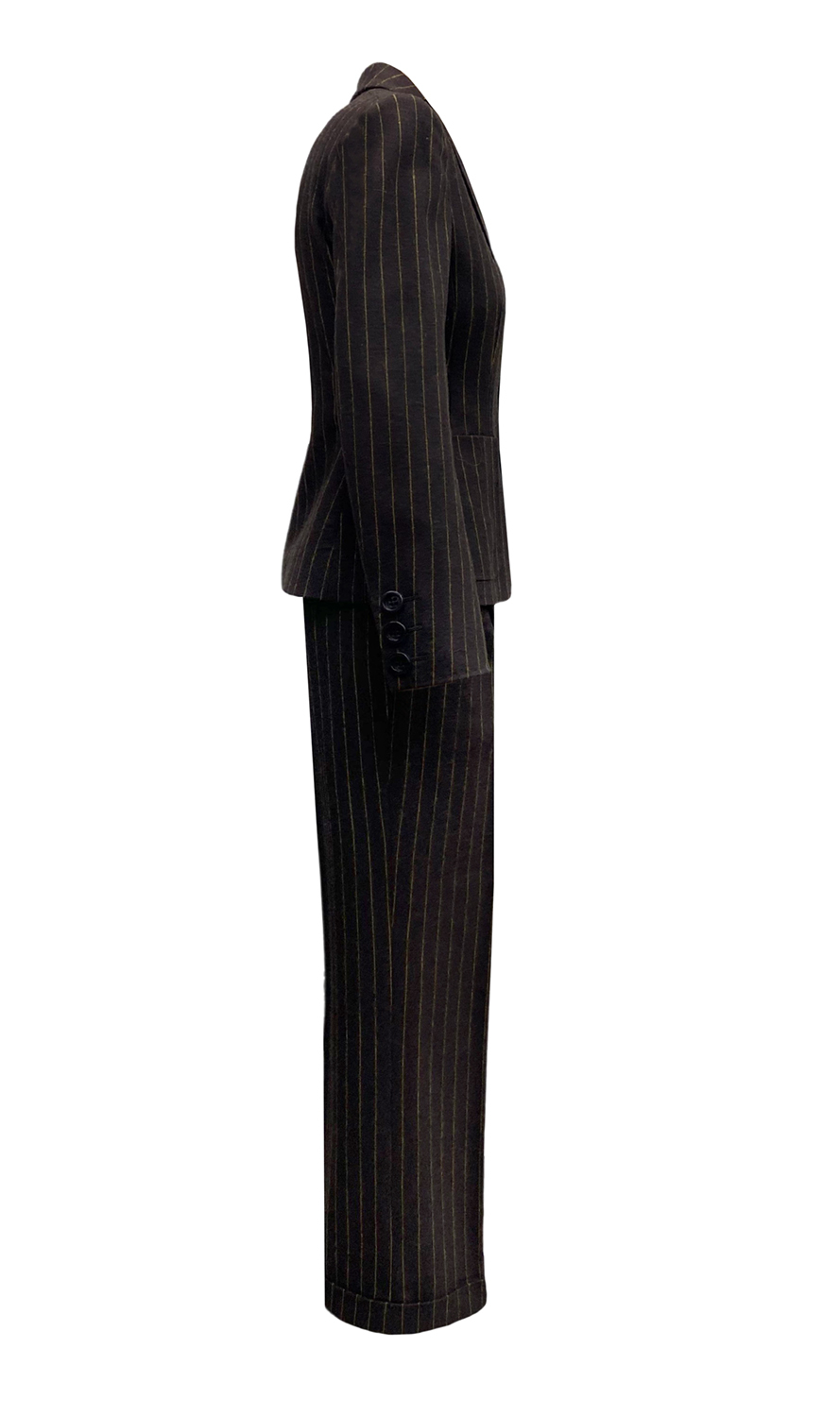Moschino Brown Wool Striped Suit